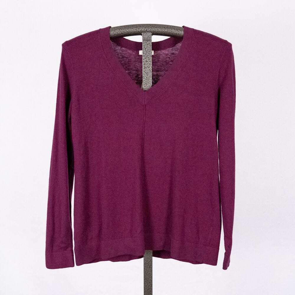 Talbots Women's Long Sleeve V-Neck Pullover Sweater Cotton Blend SZ SMALL Purple